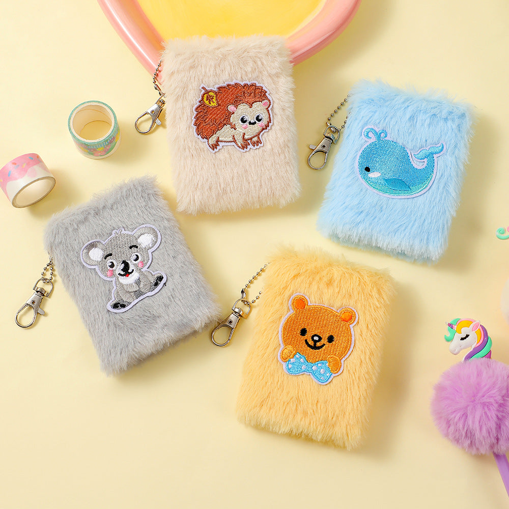 Wholesale Cartoon Embroidered Pocket Mini Plush Notebook